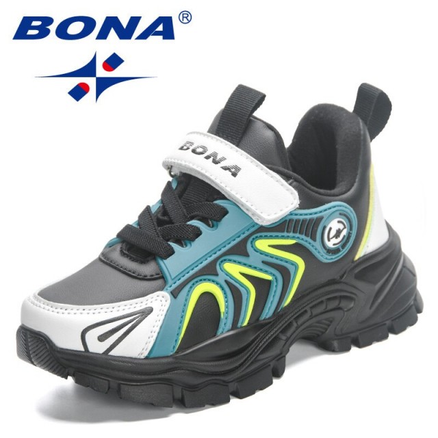 BONA 2023 New Designers Sports Shoes Boys Running Walking Shoes Girls Breathable Soft Sole Casual Light Sneakers Children Comfy
