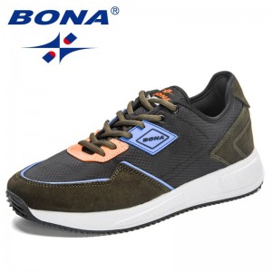 BONA 2023 Suede Leather Men Walking shoes Zapatillas Hombre Deportiva Man Lace-Up Jogging Sneakers Men Walking shoes Comfortable