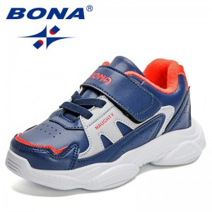 BONA 2023 New Designers Children'S Sneakers Boys Leather ComfortCasual Shoes Girls Shoes Soft Soled Running Shoes Kids Footwear