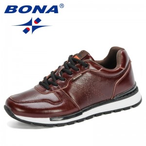 BONA 2020 New Designers Popular Men Sneakers Lace-up Full Grain Leather Men Casual Shoes Fashion Men Shoes Leisure Footwear
