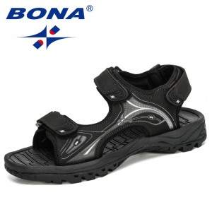BONA 2020 New Designers Action Leather Sandals Classic Men Shoes Slippers Soft Sandals Man Roman Comfortable Walking Footwear