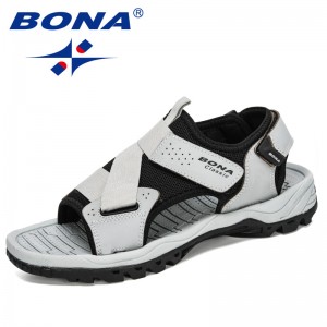 BONA 2020 New Designers Action Leather Sandals Comfortable Man Shoes Fashion Sandalia Masculina Casual Flip Flops Flat Sandals