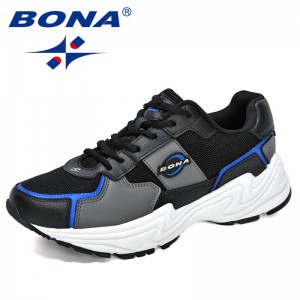 BONA 2021 New Designers Action Leather Running Shoes Men Outdoor Trendy Flat Sneakers Male Athletic Jogging Walking Footwear