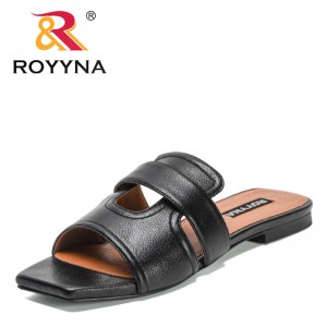 ROYYNA 2022 New Designers Classics Flat Slippers Women Summer Slides Fashion Square Sole Sandals Ladies Casual Flip Flops Shoes